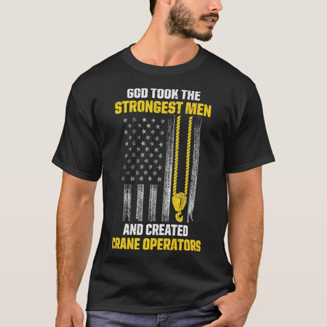 Camiseta Mens US Flag Crane Operator Strest Men (Homens Mai (Frente)
