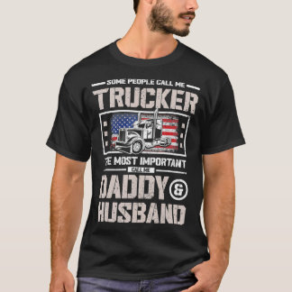 Camiseta Mens US Flag Trucker Daddy or Trucker Husband Truc