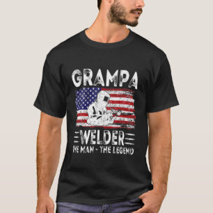 Camiseta Mens USA American Flag Grampa Welder The Man The L