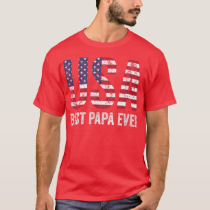 Camiseta Mens USA Best Papa Ever Estados Unidos Da América