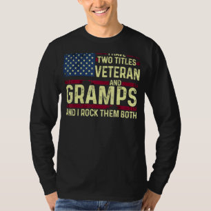 Camiseta Mens Usa Eu Tenho Dois Títulos Veteranos E Grampos