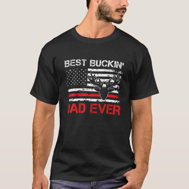 Camiseta Mens USA Flag Best Buckin Pai Ever Deer Hunting Fa (Frente)