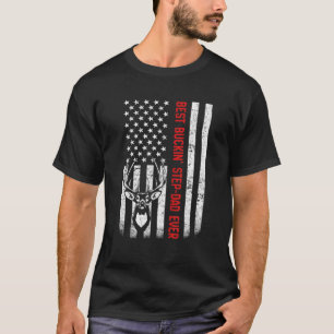 Camiseta Mens USA Flag Best Buckin Step-Pai Ever Deer Hunti