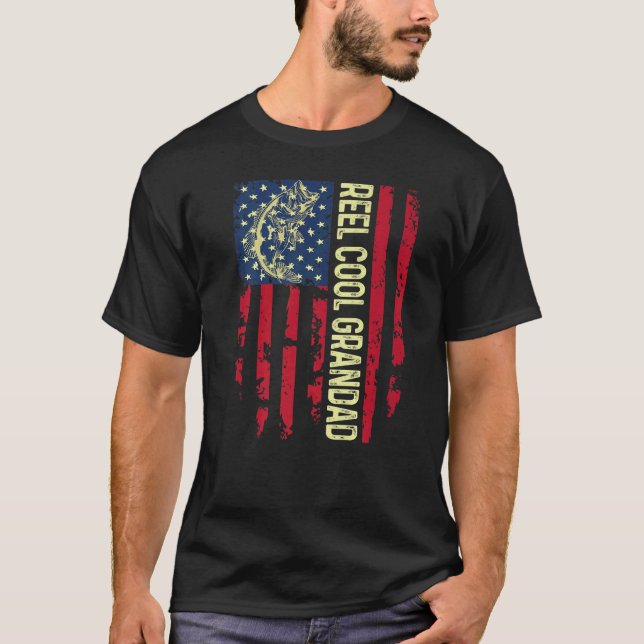 Camiseta Mens Usa Patriotic Reel Legal Grandad Para Melhor  (Frente)