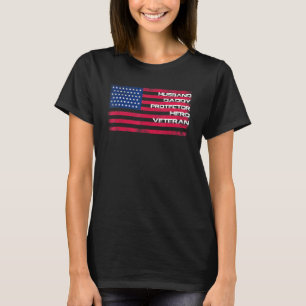 Camiseta Mens Veteran Husband Protetor Pai Herói Pais