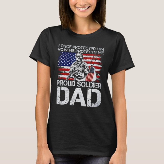 Camiseta Mens Veteran Proud Soldier Dad Military (Frente)