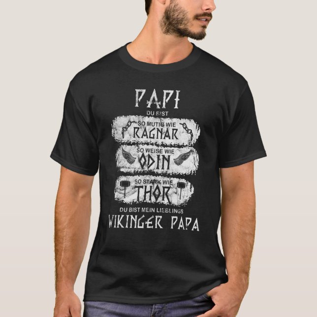 Camiseta Mens Viking Pai Pai Pai Ragnar Thor Odin (Frente)