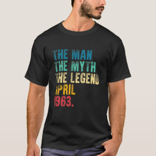 Camiseta Mens Vintage 1963 Man Myth Legend 58º Bday
