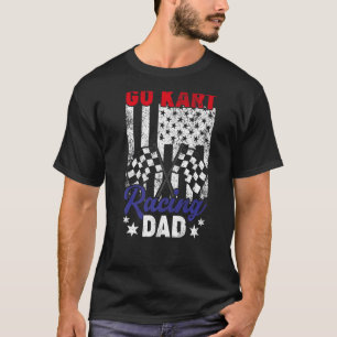 Camiseta Mens Vintage American Flag Go Kart Racing Pai Fath