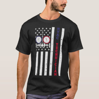 Camiseta Mens Vintage American Flag HVAC Technician USA HVA