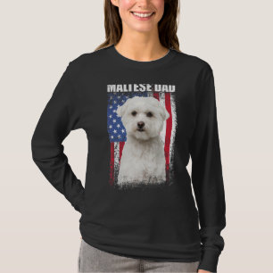 Camiseta Mens Vintage American Flag Pai Maltês Dog Para Fa