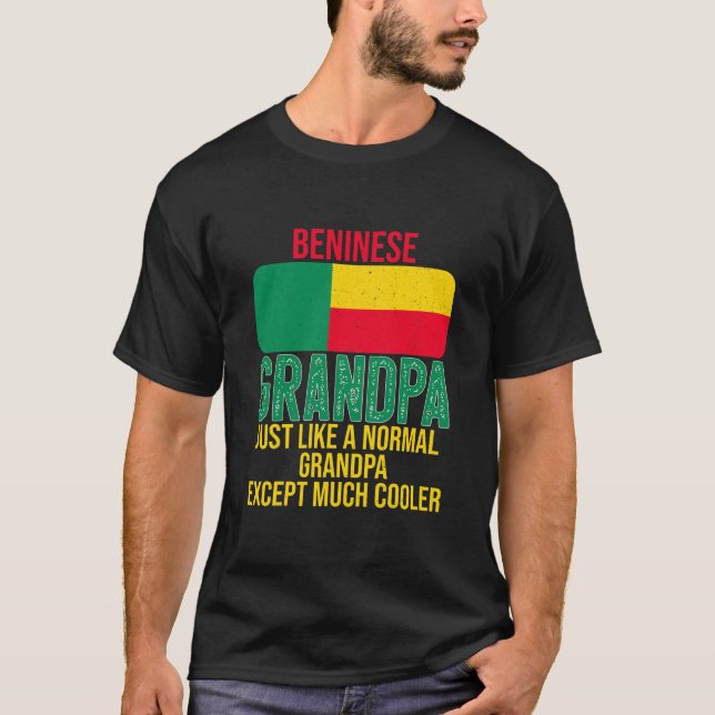 Camiseta Mens Vintage Avô Beninês Bandeira Benin para (Frente)