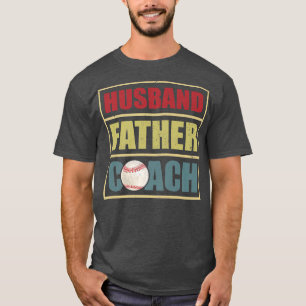 Camiseta Mens Vintage Baseball Marido Padre Coach Basebal