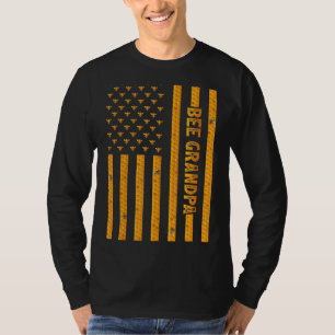 Camiseta Mens Vintage Bee American Flag Bee Avô Padre