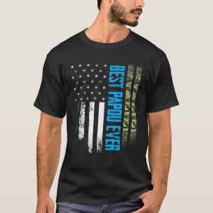 Camiseta Mens Vintage Best Papou Ever Camo American Flag Di