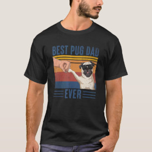 Camiseta Mens Vintage Best Pug Pai Ever Fist Bump Pug