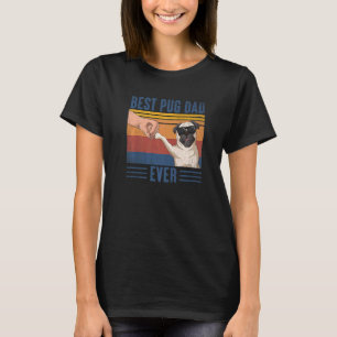 Camiseta Mens Vintage Best Pug Pai Ever Fist Bump Pug