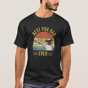 Camiseta Mens Vintage Best Pug Pai Ever Fist Bump Pug