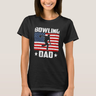 Camiseta Mens Vintage Boliche Pai Dos Eua Bandeira Esporte 