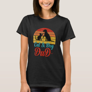 Camiseta Mens Vintage Cat E Proprietário Do Pai Do Cão Padr