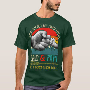 Camiseta Mens Vintage Deus Me Deu Dois Títulos Pai E Papi