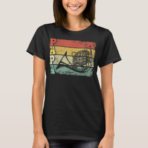 Camiseta Mens Vintage, francês Horn Papa Horn, músico