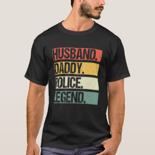 Camiseta Mens Vintage Husband Pai Polícia Hero Family Fath