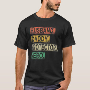 Camiseta Mens Vintage Husband Pai Protetor Pai Hero Fath