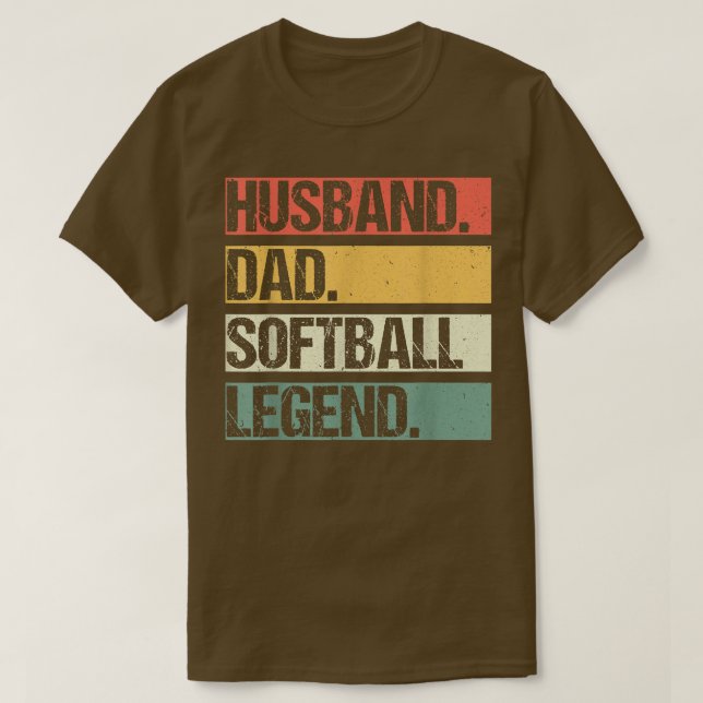 Camiseta Mens Vintage Husband Pai Sofball Legenda Fa (Frente do Design)