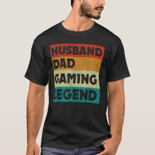 Camiseta Mens Vintage Husband Pai Vídeo Legenda Jogos