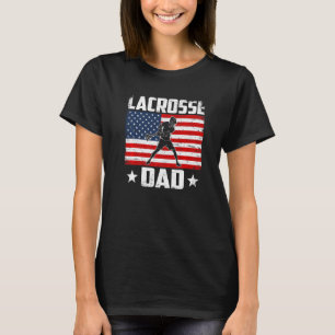 Camiseta Mens Vintage Lacrosse Pai Norte-Americano Bandeira