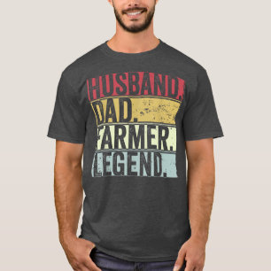 Camiseta Mens Vintage Marido Pai Legenda Farmer Legenda Fun
