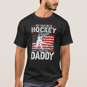 Camiseta Mens Vintage Meu Jogador De Hóquei Favorito Me Cha