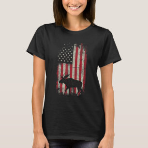 Camiseta Mens Vintage Moose 4 De Julho Patriótico Eua Ameri