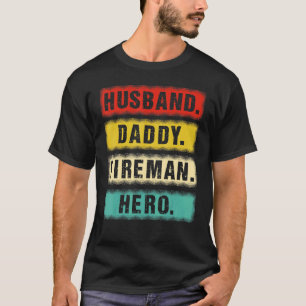 Camiseta Mens Vintage Pai Bombeiro Herói Bombeiro
