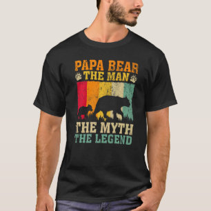 Camiseta Mens Vintage Papa Ursa O Homem Mito Urso Da Lenda 