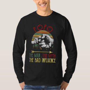 Camiseta Mens Vintage Popo O Homem Mete Má Influência Faisã