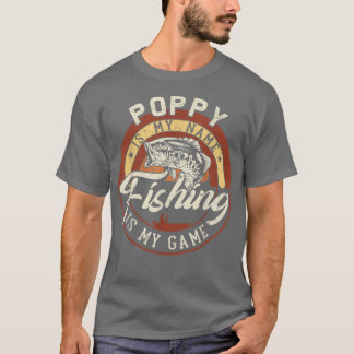 Camiseta Mens Vintage Poppy É Meu Nome Jogo De Pesca Presen