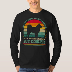 Camiseta Mens Vintage Retro Dog Alaskan Malamute Avô F