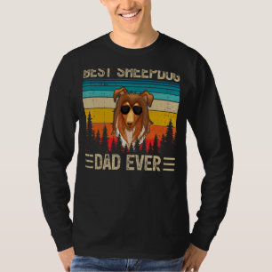 Camiseta Mens Vintage Retrô Melhor Pai De Sheepdog Já Pai'