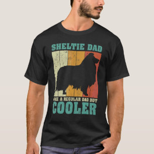 Camiseta Mens Vintage Retro Sheltie Pai Como Um Pai Regular