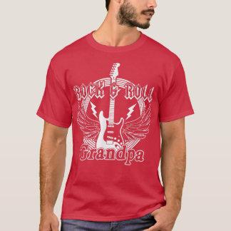 Camiseta Mens Vintage Rock n Roll Vovô Guitarra Player gra