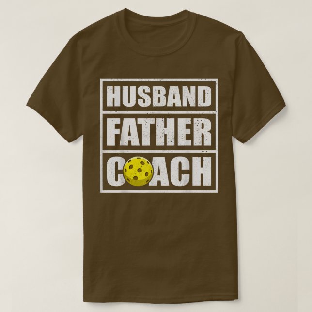 Camiseta Mens Vintage Style Husband Father Pickleball Coach (Frente do Design)
