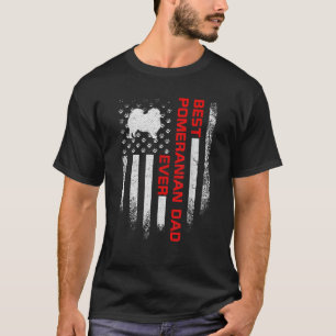 Camiseta Mens Vintage USA American Flag Best Pomeranian Dog