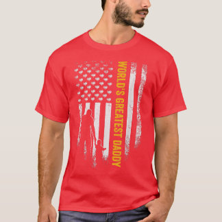 Camiseta Mens Vintage USA Flag World's Greatest Pai Engraça