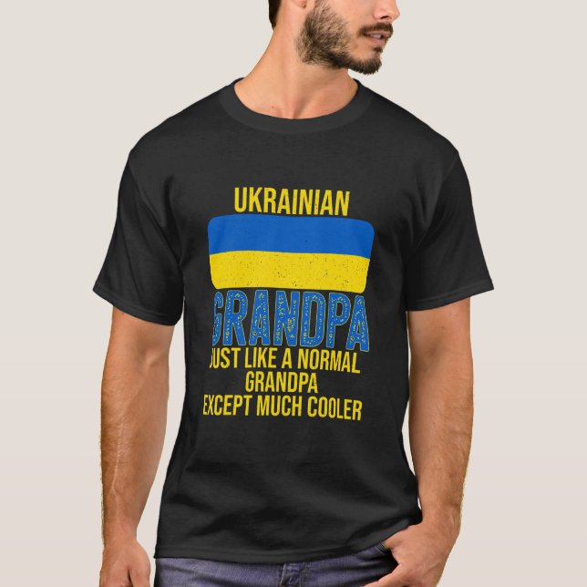 Camiseta Mens Vintage Vovô Ucraniano Bandeira para (Frente)