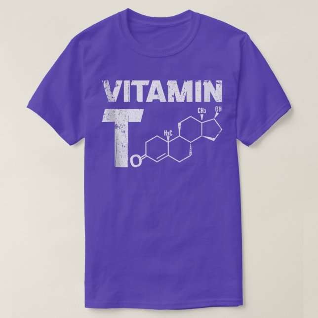 Camiseta Mens Vitamin T Testosteron Bodybuilding Gym Fitnes (Frente do Design)
