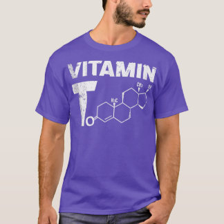 Camiseta Mens Vitamin T Testosteron Bodybuilding Gym Fitnes
