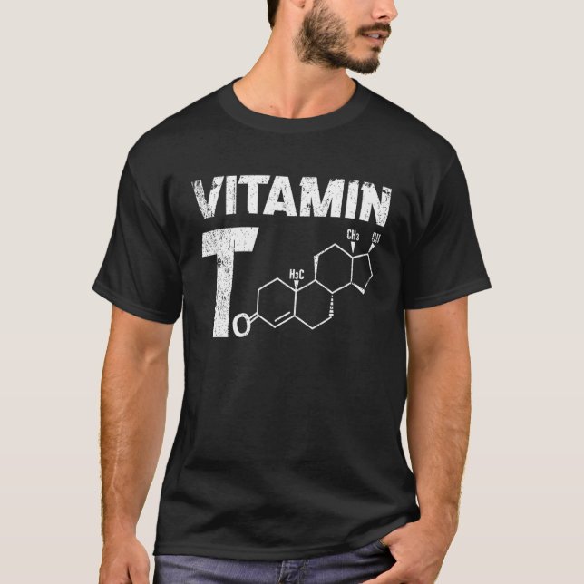 Camiseta Mens Vitamin Testosteron Bodybuilding Gym Malhação (Frente)