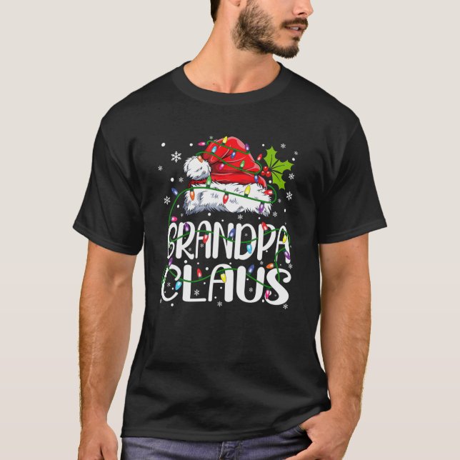 Camiseta Mens Vovô Claus Natal Luz Família Pajama (Frente)